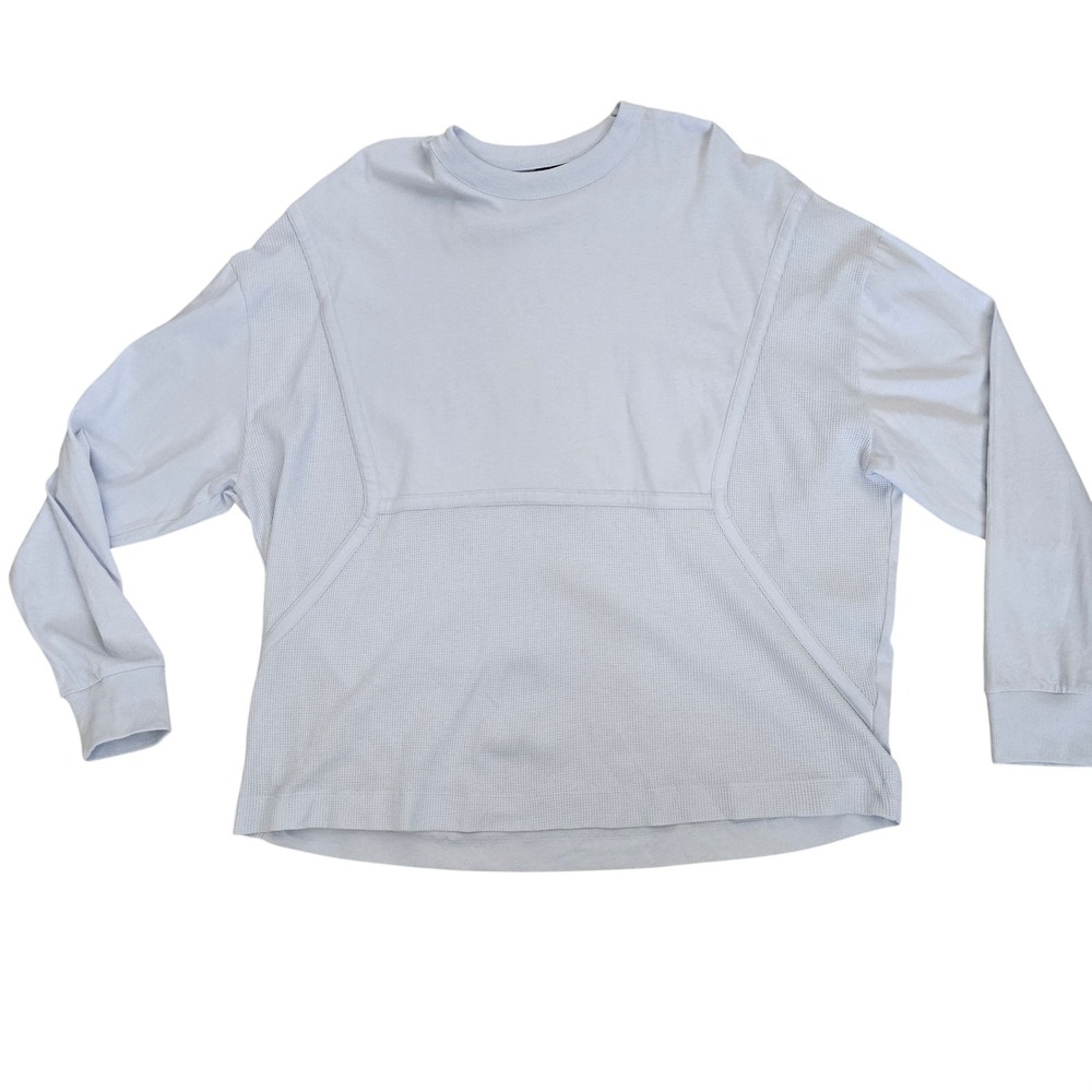 ASOS‎ DESIGN Light Blue Long Sleeve T Shirt Waffle Knit Paneled Size XL
